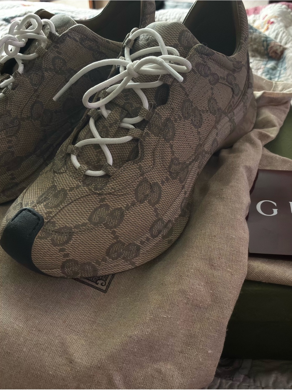 Gucci Brown Monogram Low-Top Sneakers